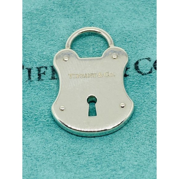 Tiffany & Co Large 925 Sterling Silver Lock Key Hole Charm Pendant 28x18mm